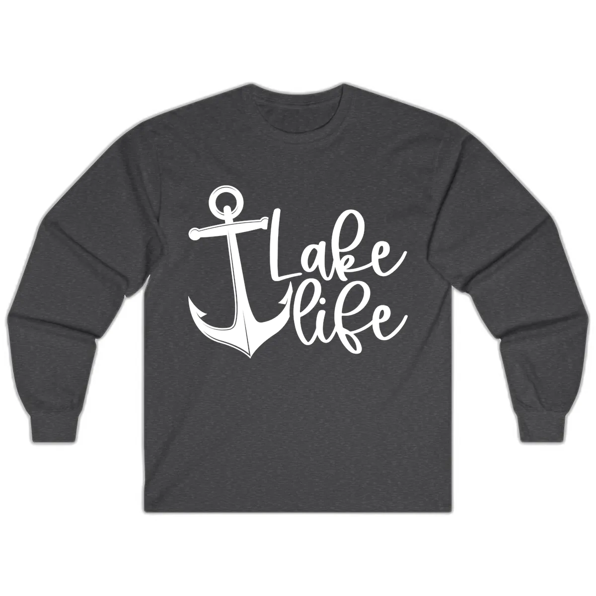 Lake Life Anchor Design Long Sleeve in Dark Heather