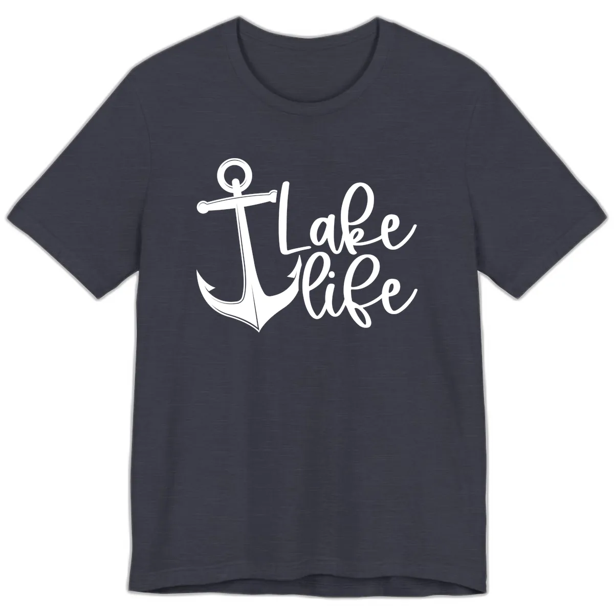 Lake Life Anchor Design Premium T-Shirt in Heather Midnight Navy