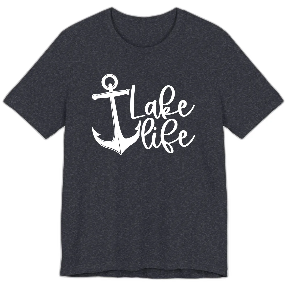 Lake Life Anchor Design Premium T-Shirt in Heather Navy