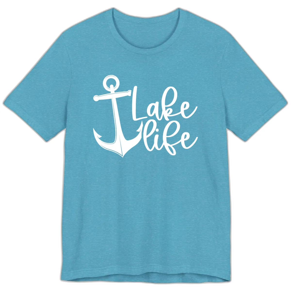 Lake Life Anchor Design Premium T-Shirt in Heather Aqua