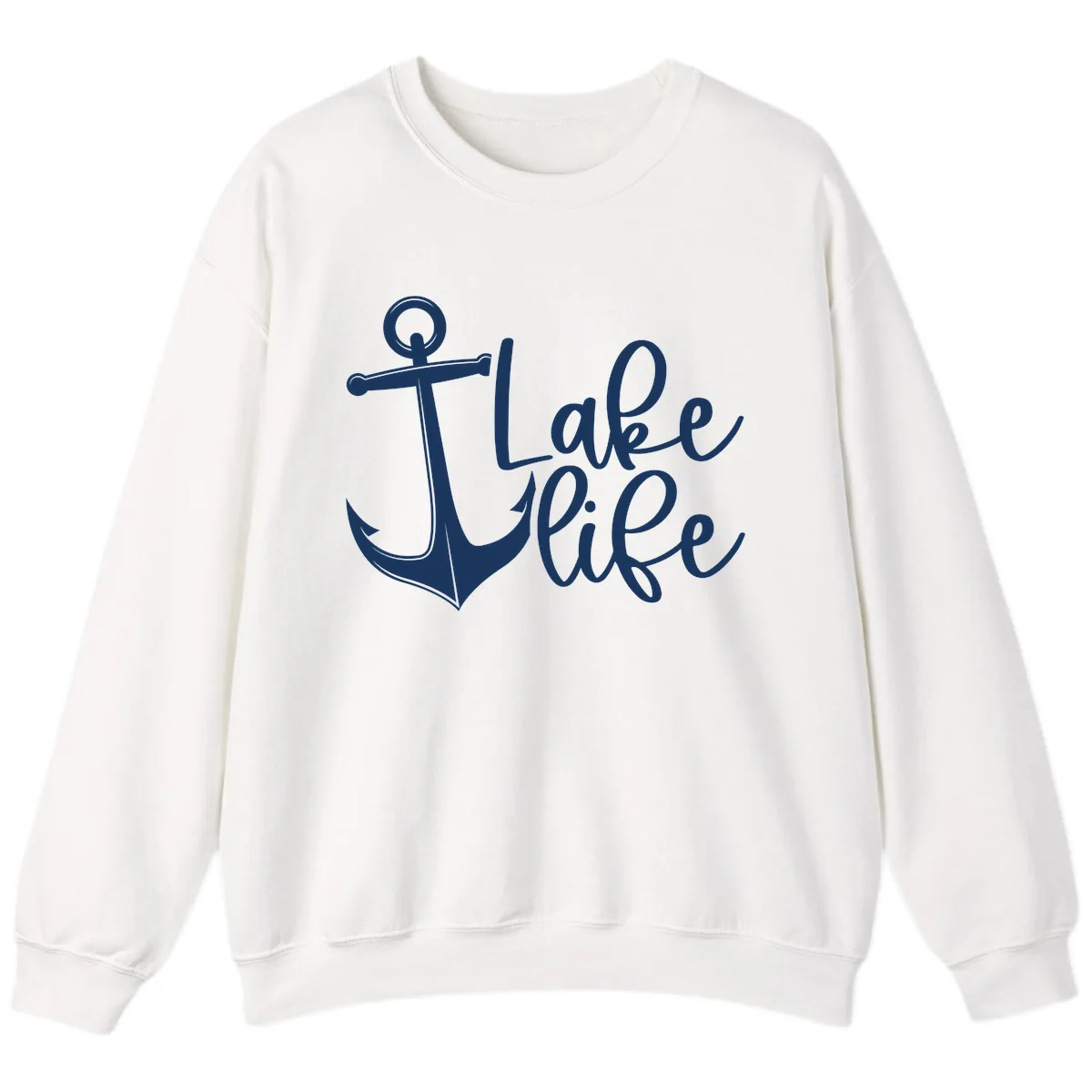 Lake Life Anchor Design Sweatshirt in White