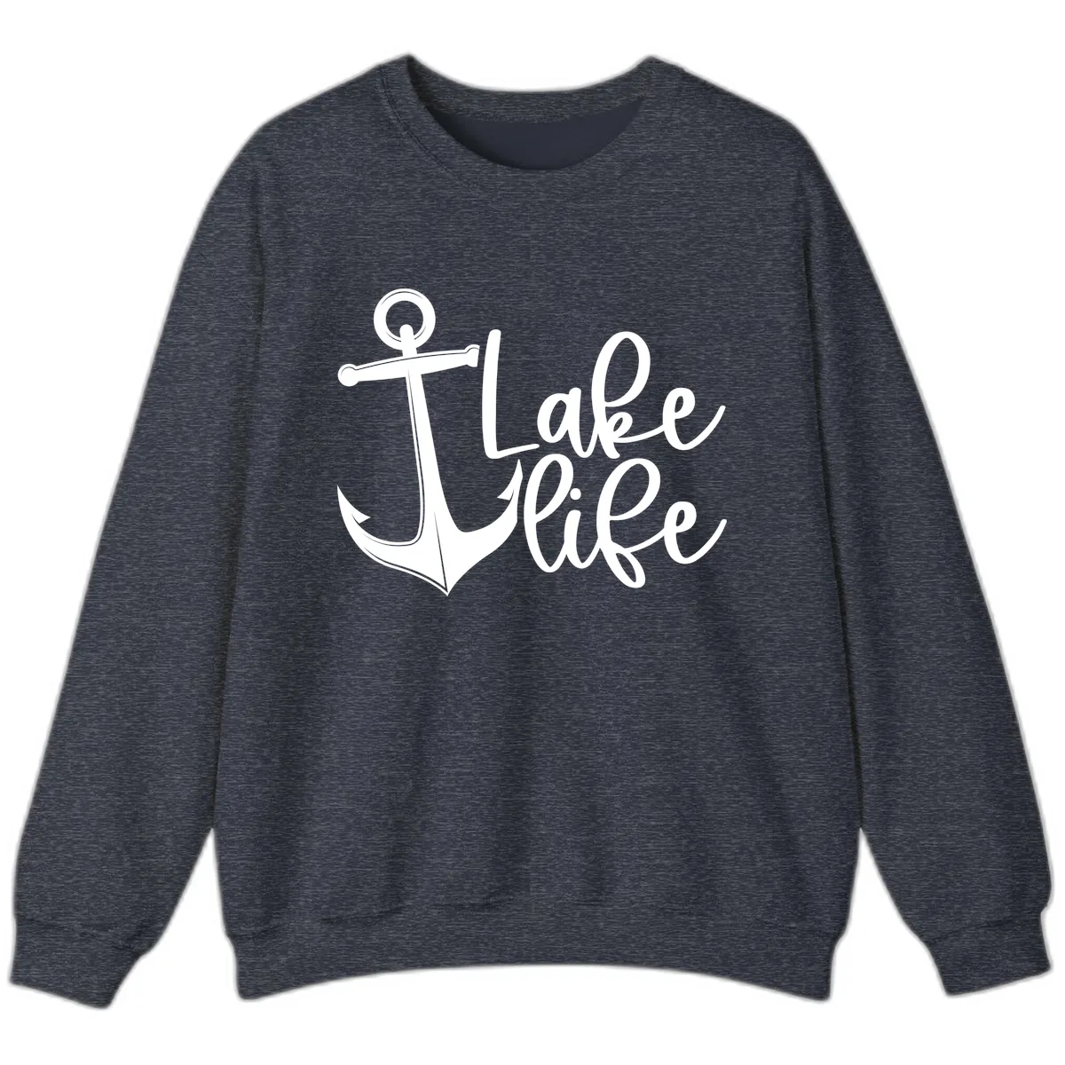 Lake Life Anchor Design Sweatshirt in Heather Sport Dark Navy