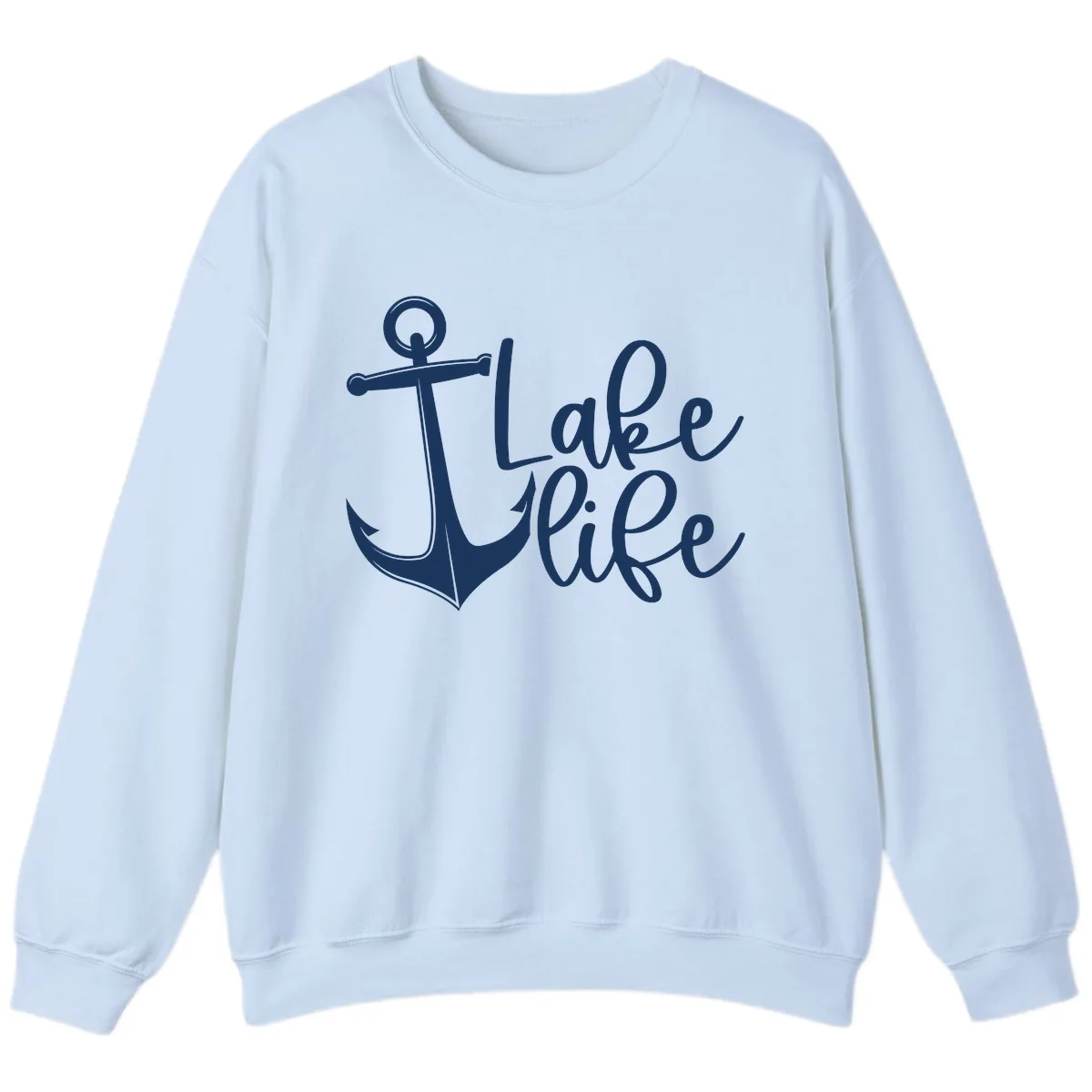 Lake Life Anchor Design Sweatshirt in Light Blue