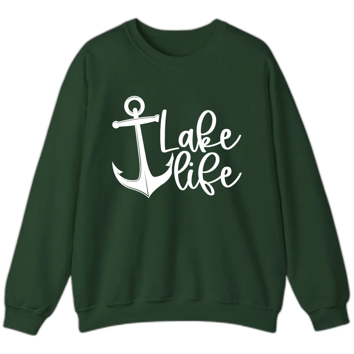Lake Life Anchor Design Sweatshirt in Forest Green