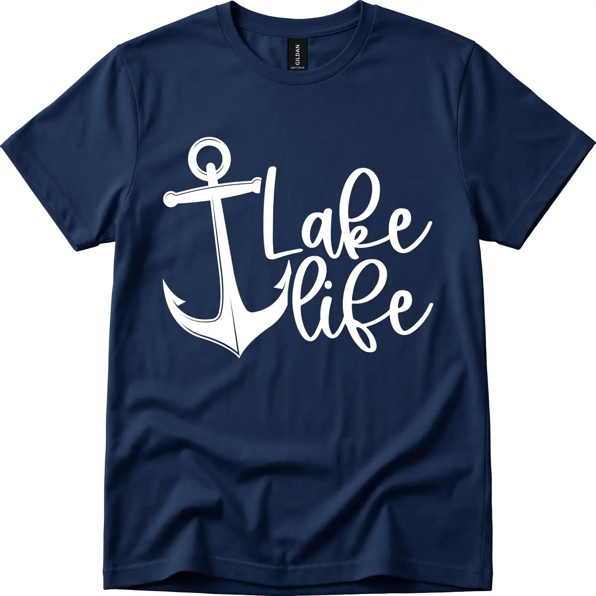 Lake Life Anchor Design T-Shirt in Navy