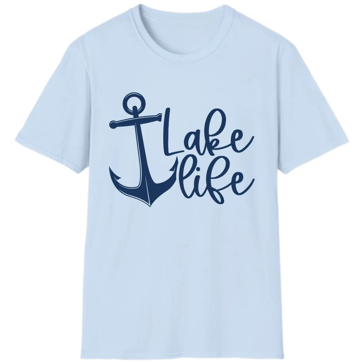 Lake Life Anchor Design T-Shirt in Light Blue