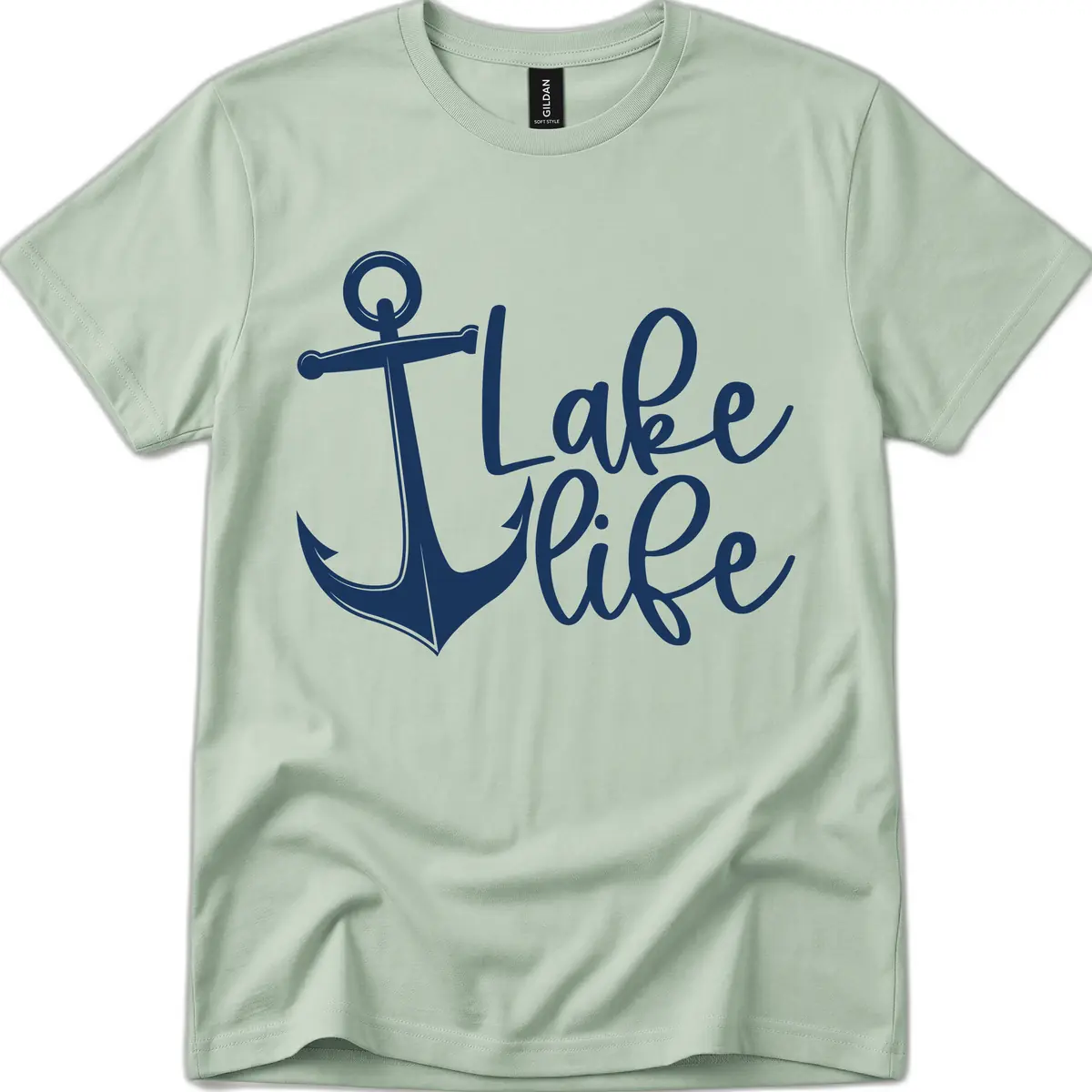 Lake Life Anchor Design T-Shirt in Sage