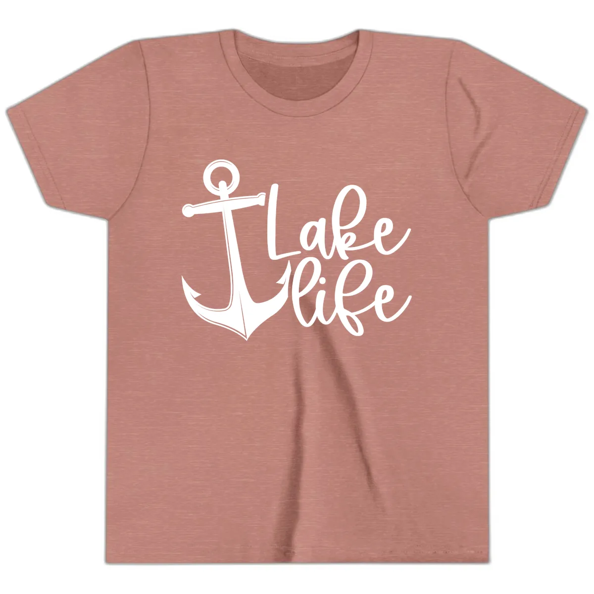 Lake Life Anchor Design Youth T-Shirt in Heather Mauve