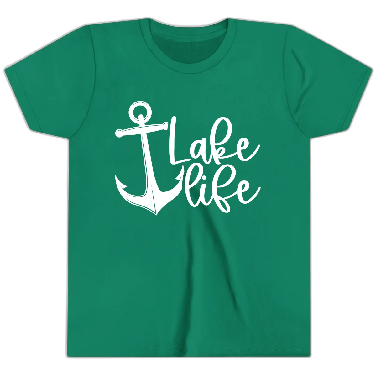 Lake Life Anchor Design Youth T-Shirt in Kelly