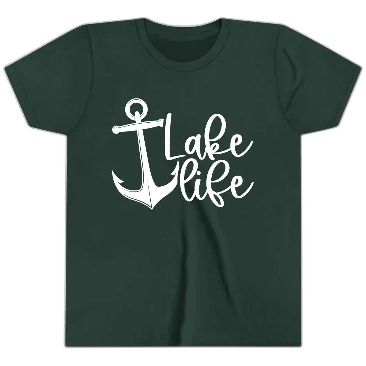 Lake Life Anchor Design Youth T-Shirt in Forest