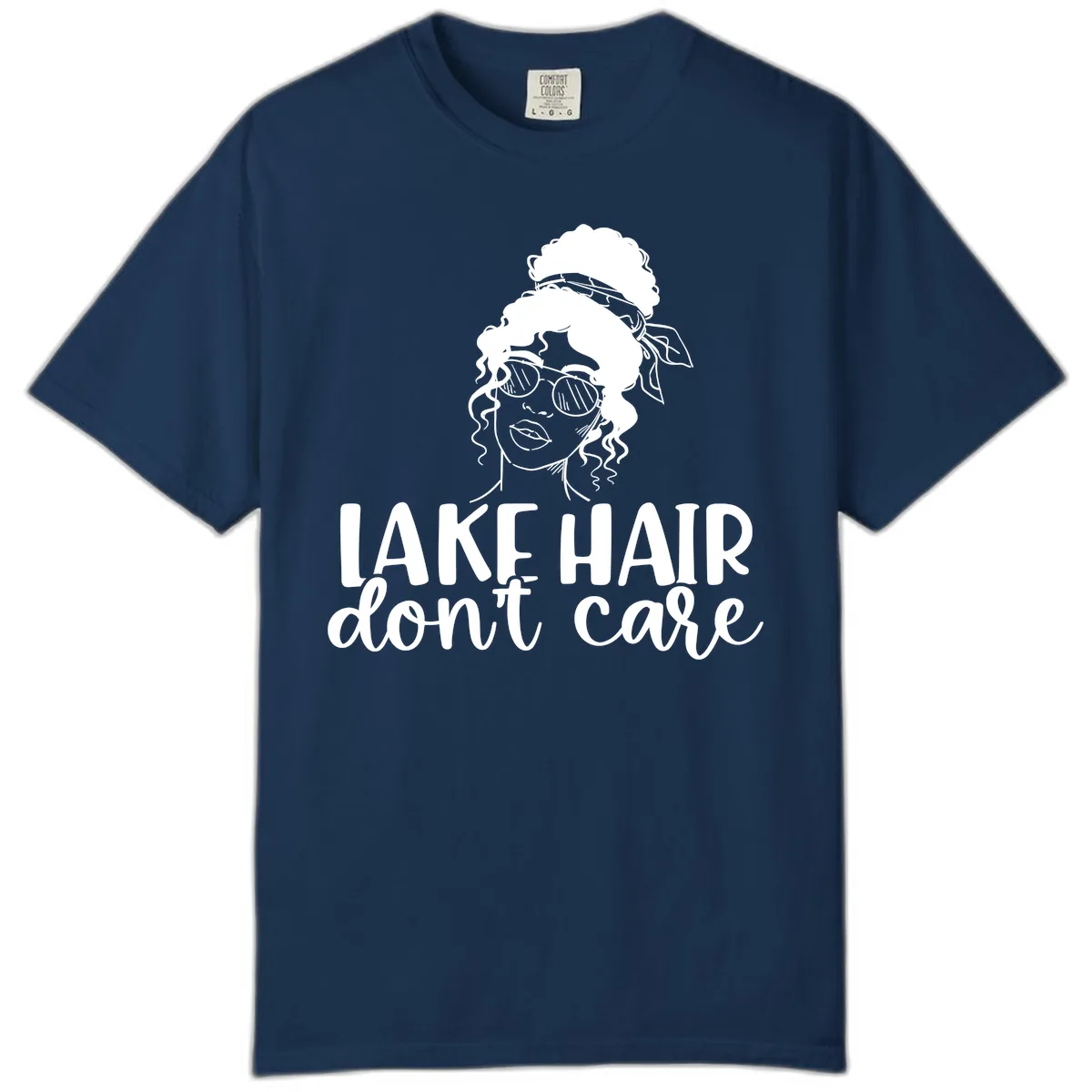 Lake Hair Don't Care Graphic Comfort Color in Navy