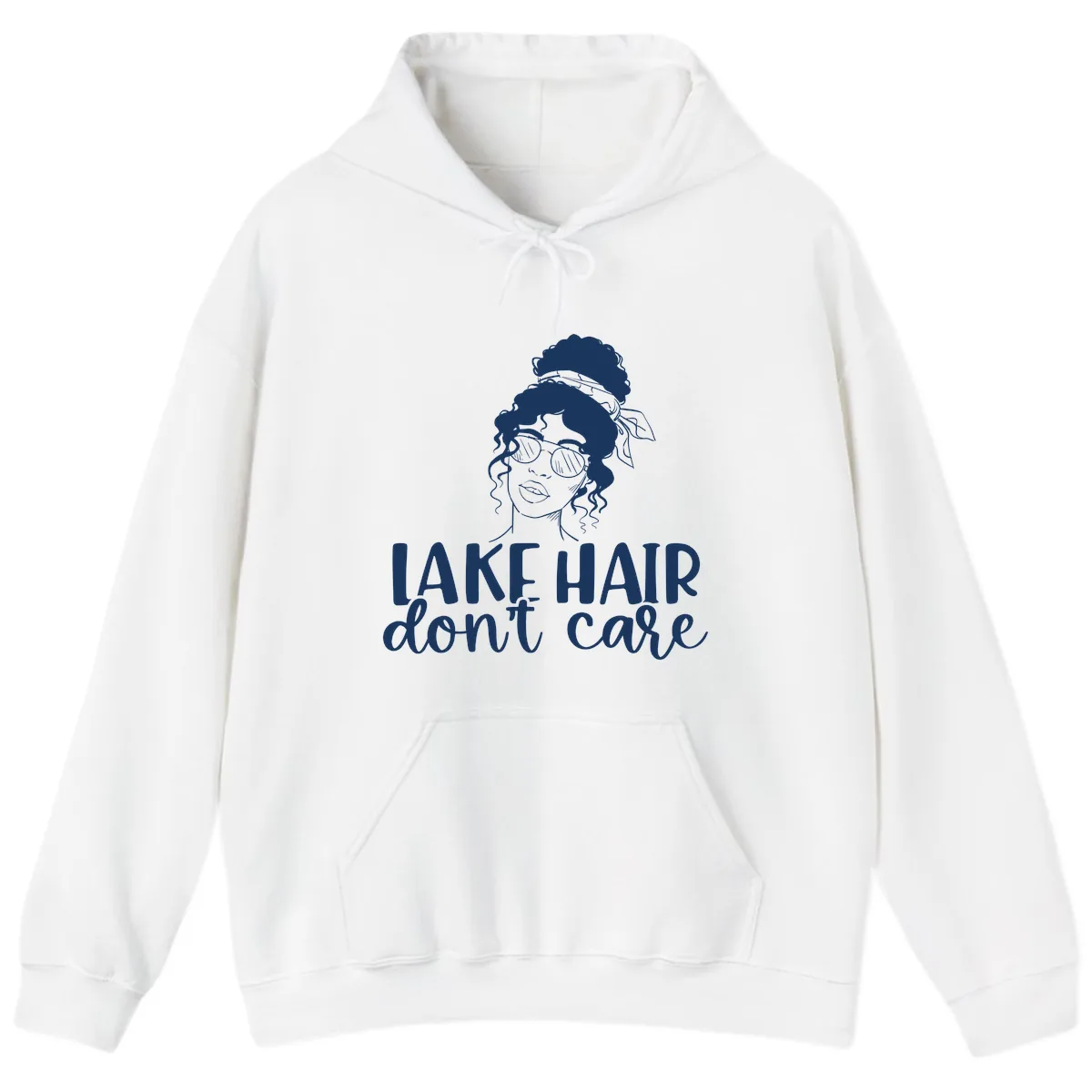 Lake Hair Don't Care Graphic Hoodie in White