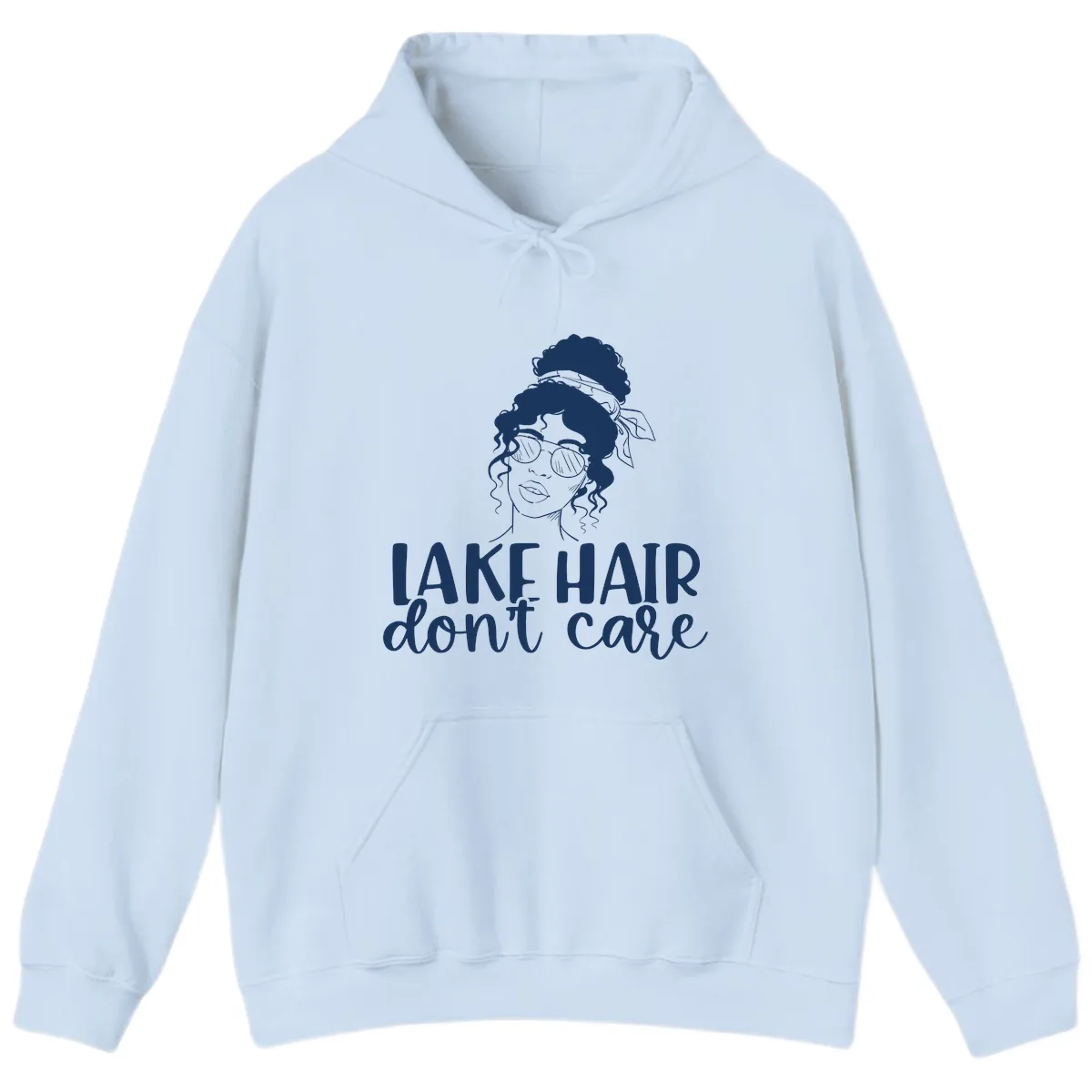 Lake Hair Don't Care Graphic Hoodie in Light Blue