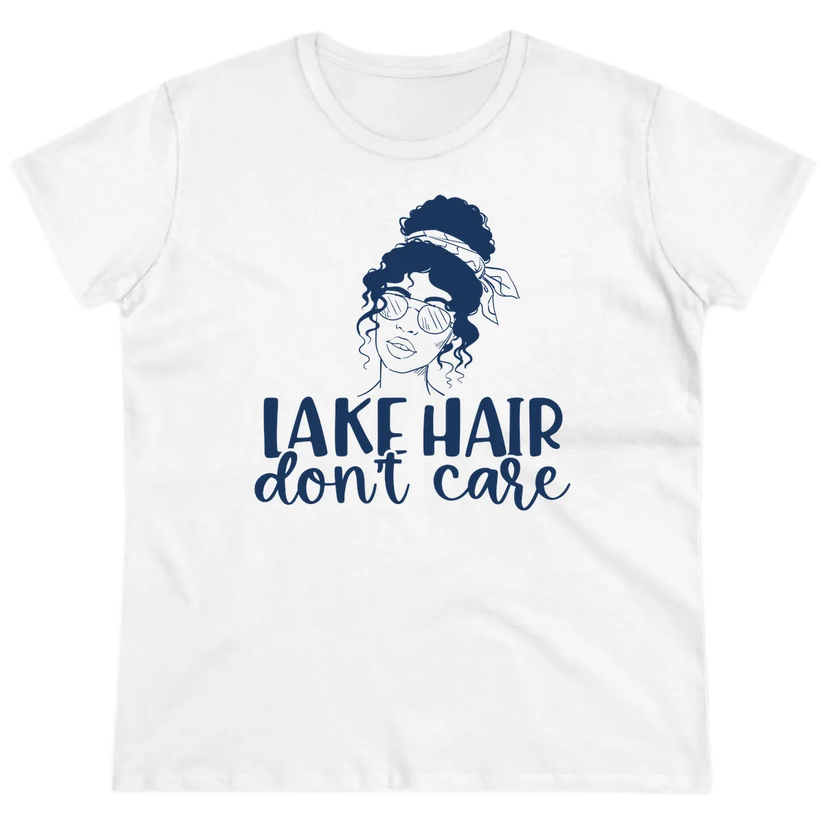 Lake Hair Don't Care Graphic Ladies Tee in White