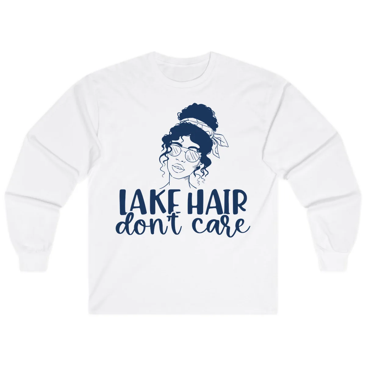 Lake Hair Don't Care Graphic Long Sleeve in White