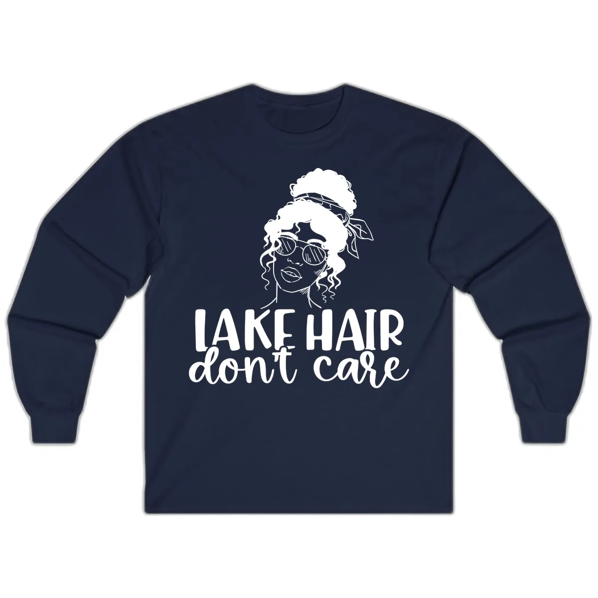 Lake Hair Don't Care Graphic Long Sleeve in Navy