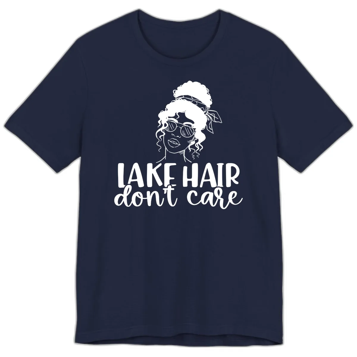 Lake Hair Don't Care Graphic Premium T-Shirt in Navy