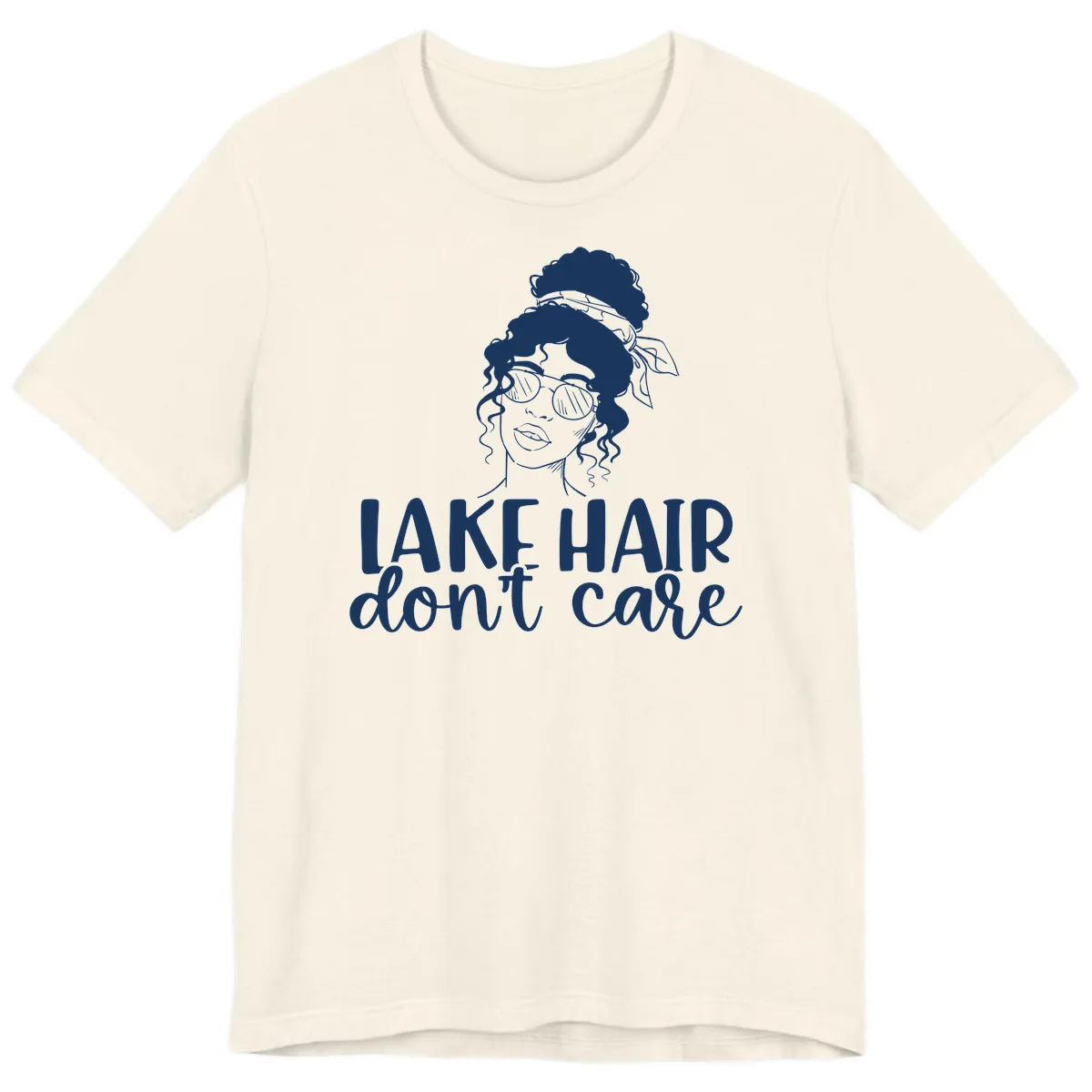 Lake Hair Don't Care Graphic Premium T-Shirt in Natural
