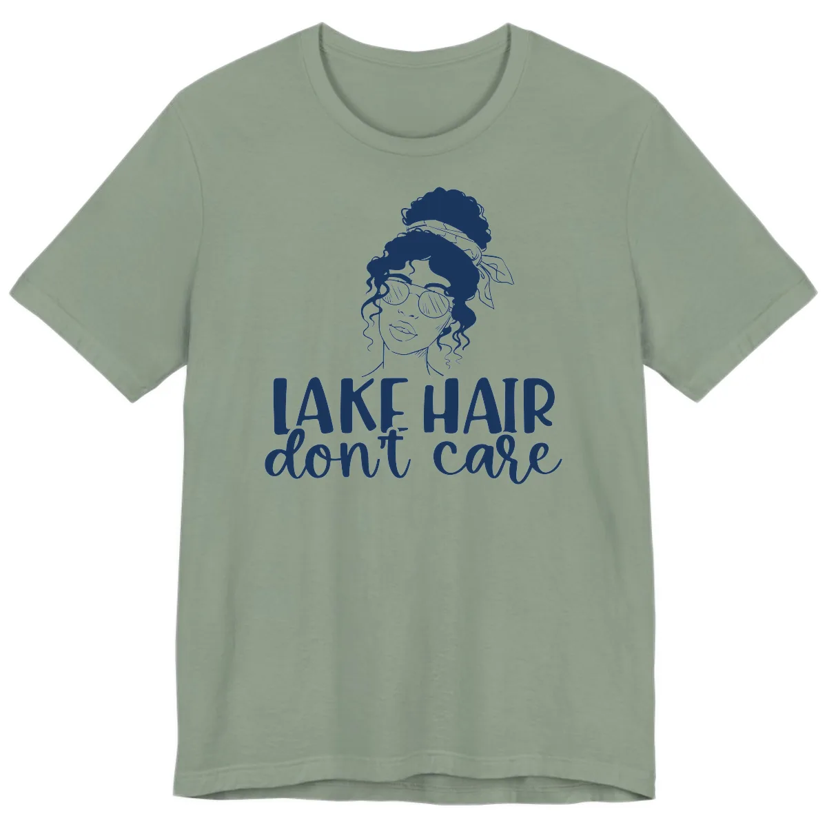 Lake Hair Don't Care Graphic Premium T-Shirt in Sage