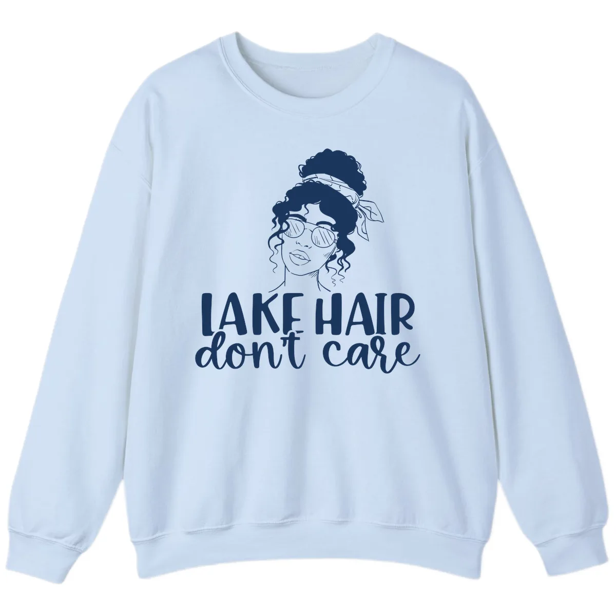 Lake Hair Don't Care Graphic Sweatshirt in Light Blue