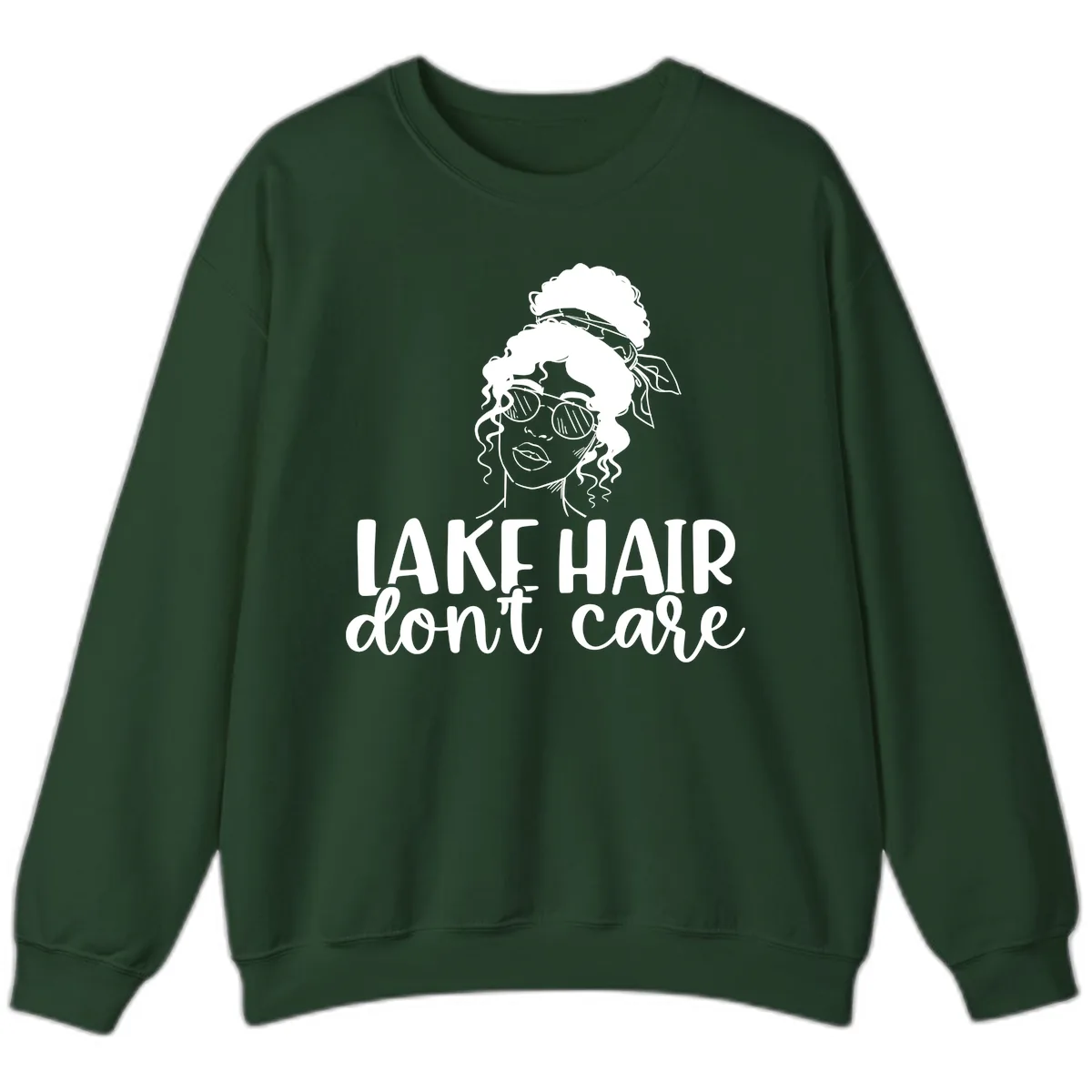 Lake Hair Don't Care Graphic Sweatshirt in Forest Green