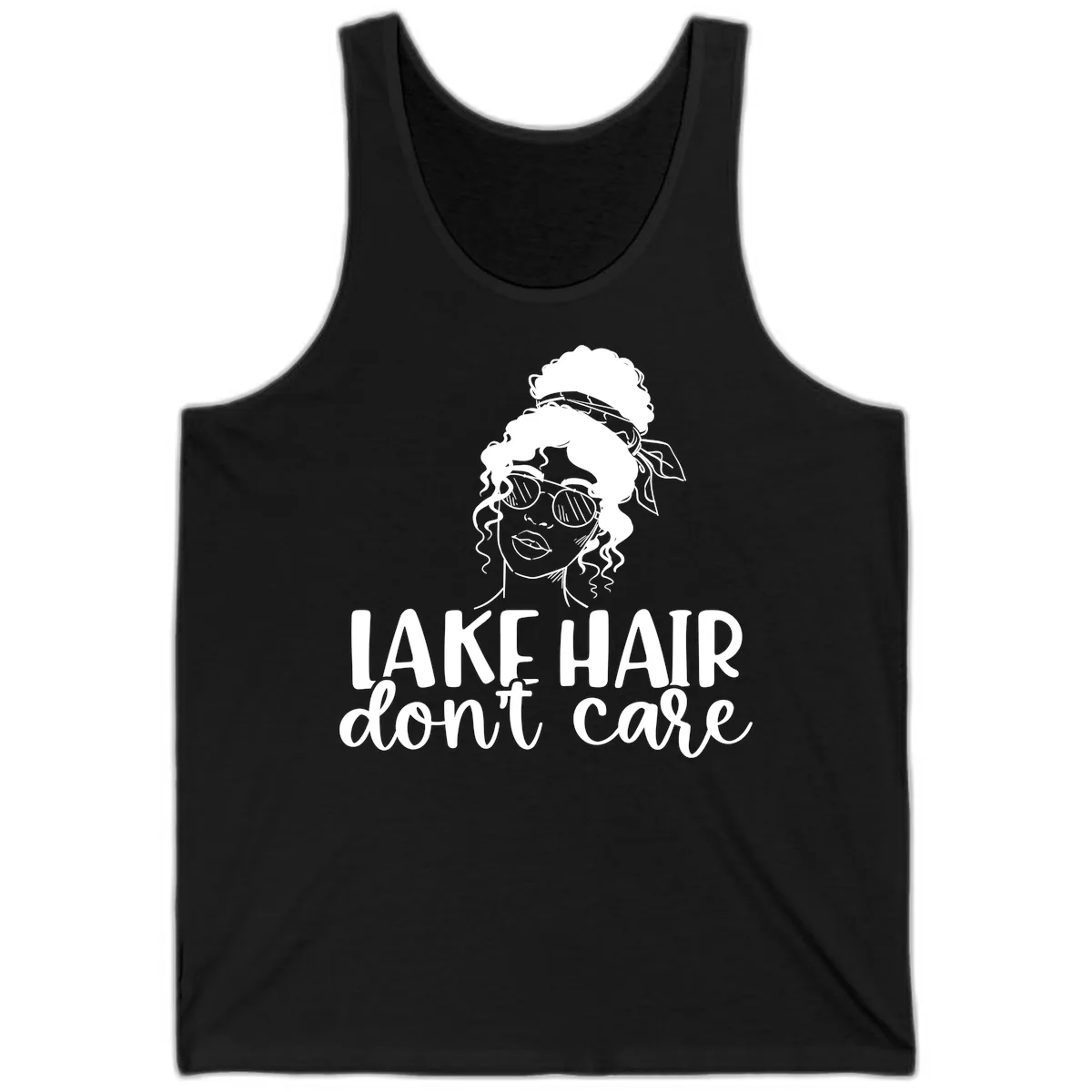 Lake Hair Don't Care Graphic Tank in Black