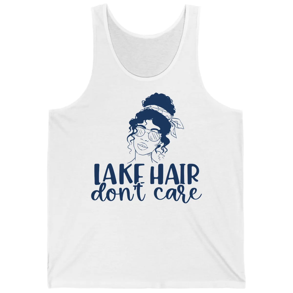 Lake Hair Don't Care Graphic Tank in White