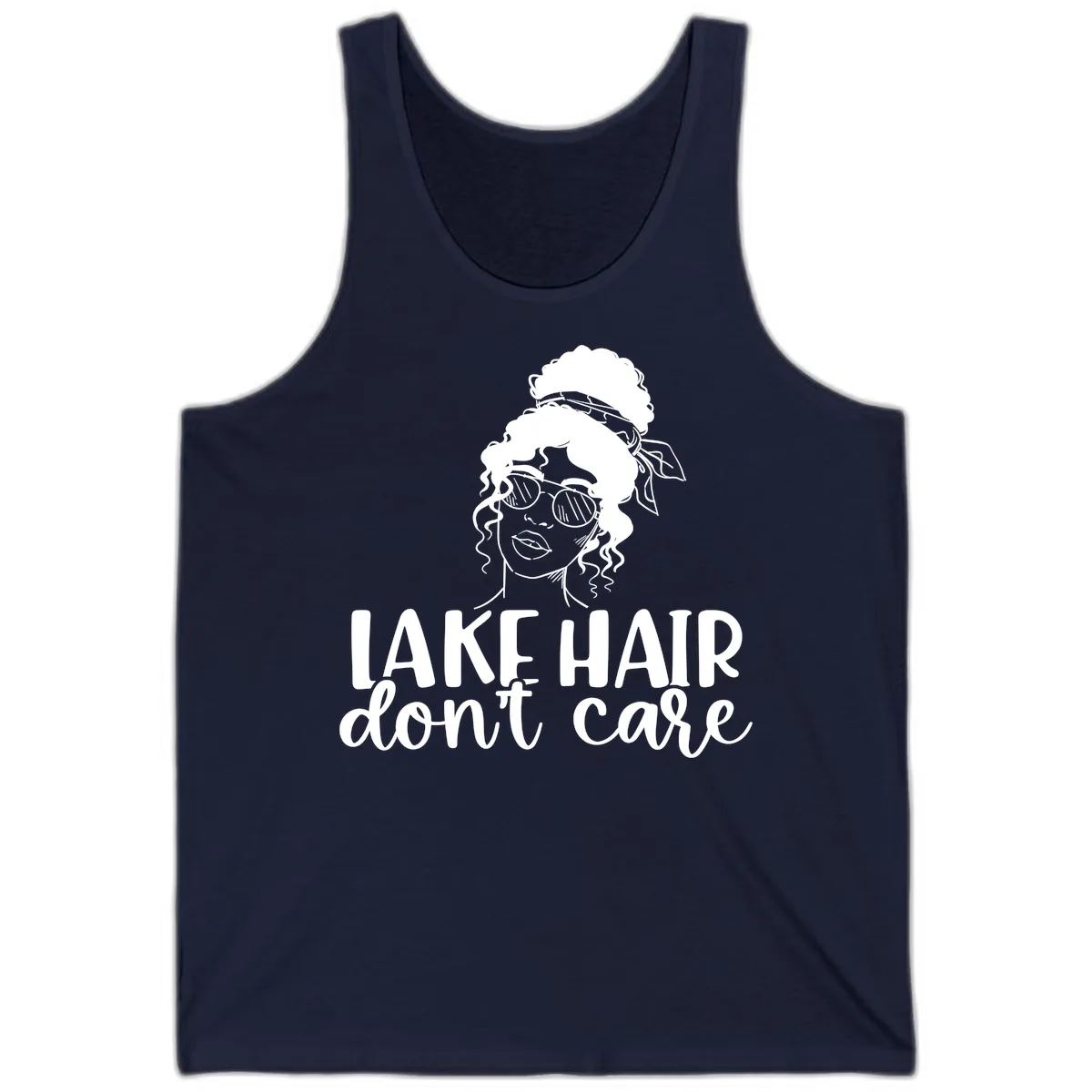 Lake Hair Don't Care Graphic Tank in Navy