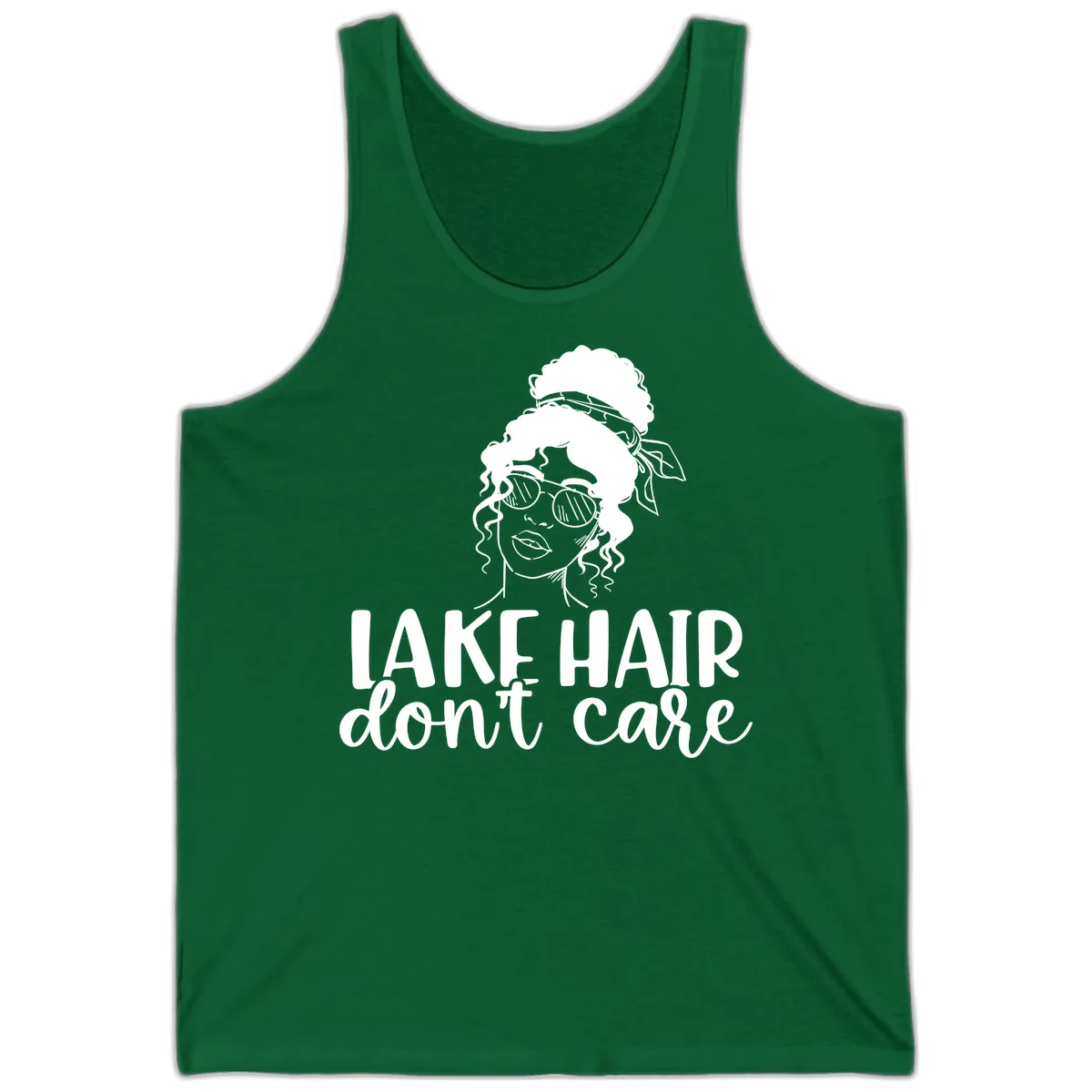 Lake Hair Don't Care Graphic Tank in Kelly