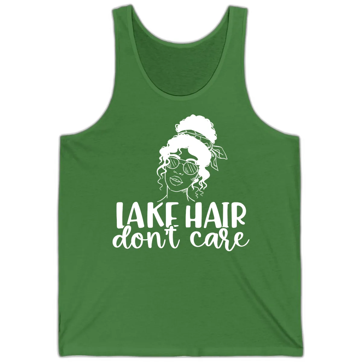 Lake Hair Don't Care Graphic Tank in Leaf