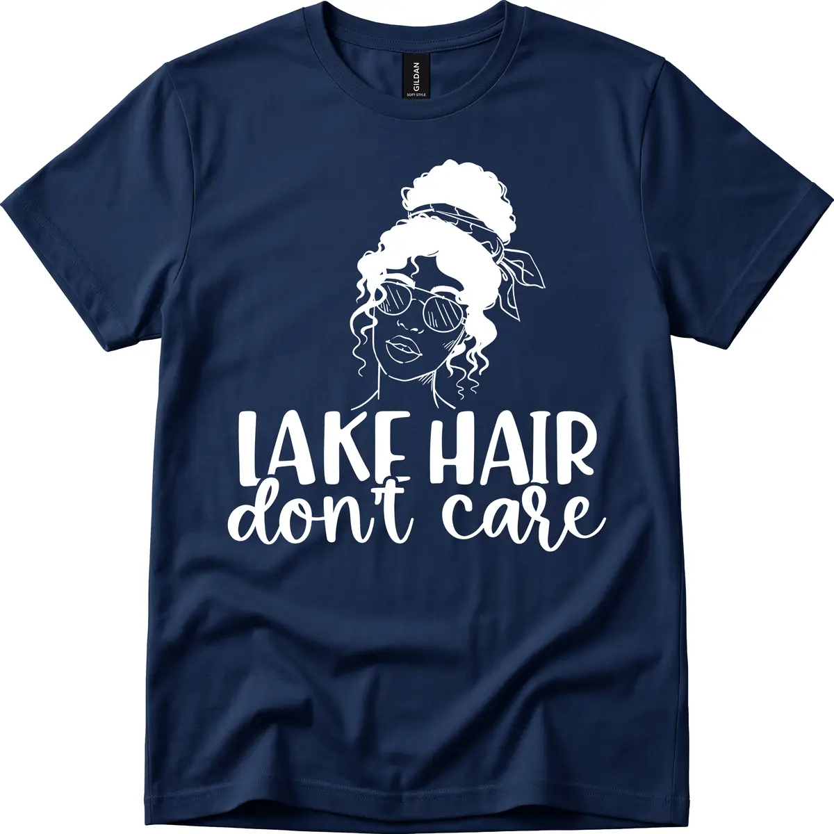 Lake Hair Don't Care Graphic T-Shirt in Navy