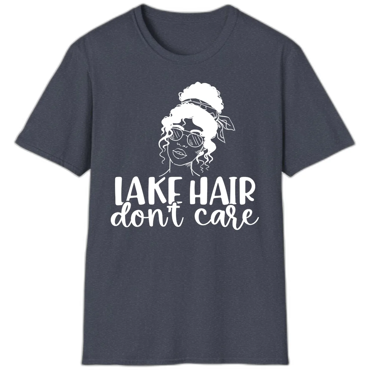 Lake Hair Don't Care Graphic T-Shirt in Heather Navy