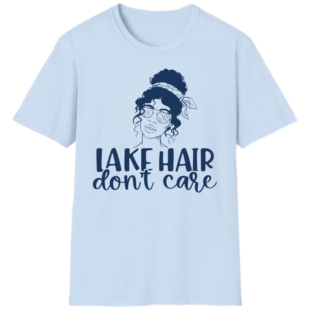 Lake Hair Don't Care Graphic T-Shirt in Light Blue