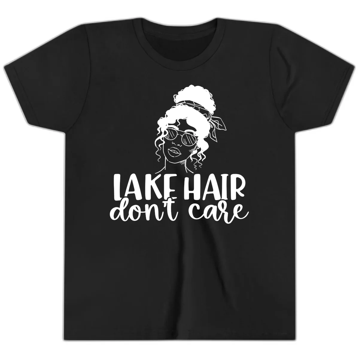 Lake Hair Don't Care Graphic Youth T-Shirt in Black