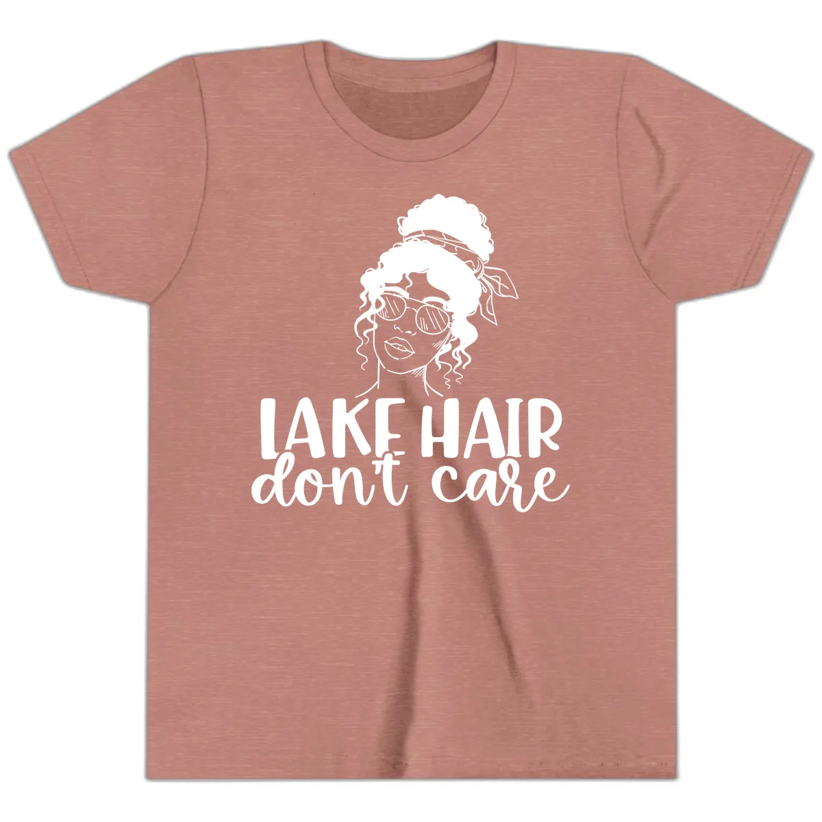 Lake Hair Don't Care Graphic Youth T-Shirt in Heather Mauve