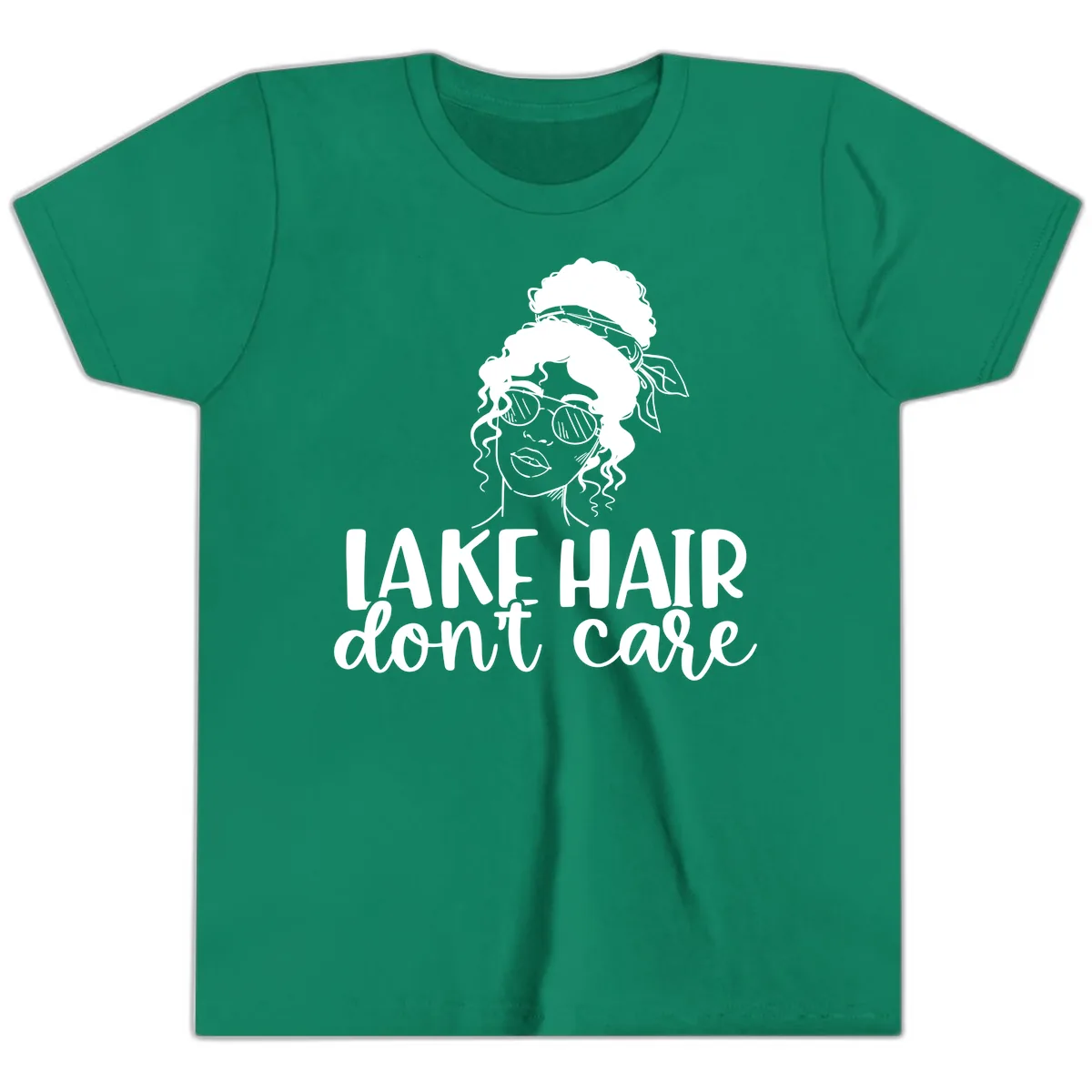 Lake Hair Don't Care Graphic Youth T-Shirt in Kelly