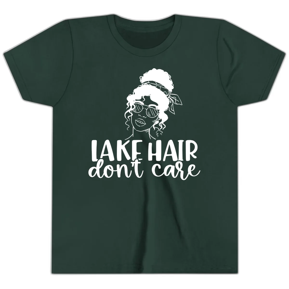 Lake Hair Don't Care Graphic Youth T-Shirt in Forest