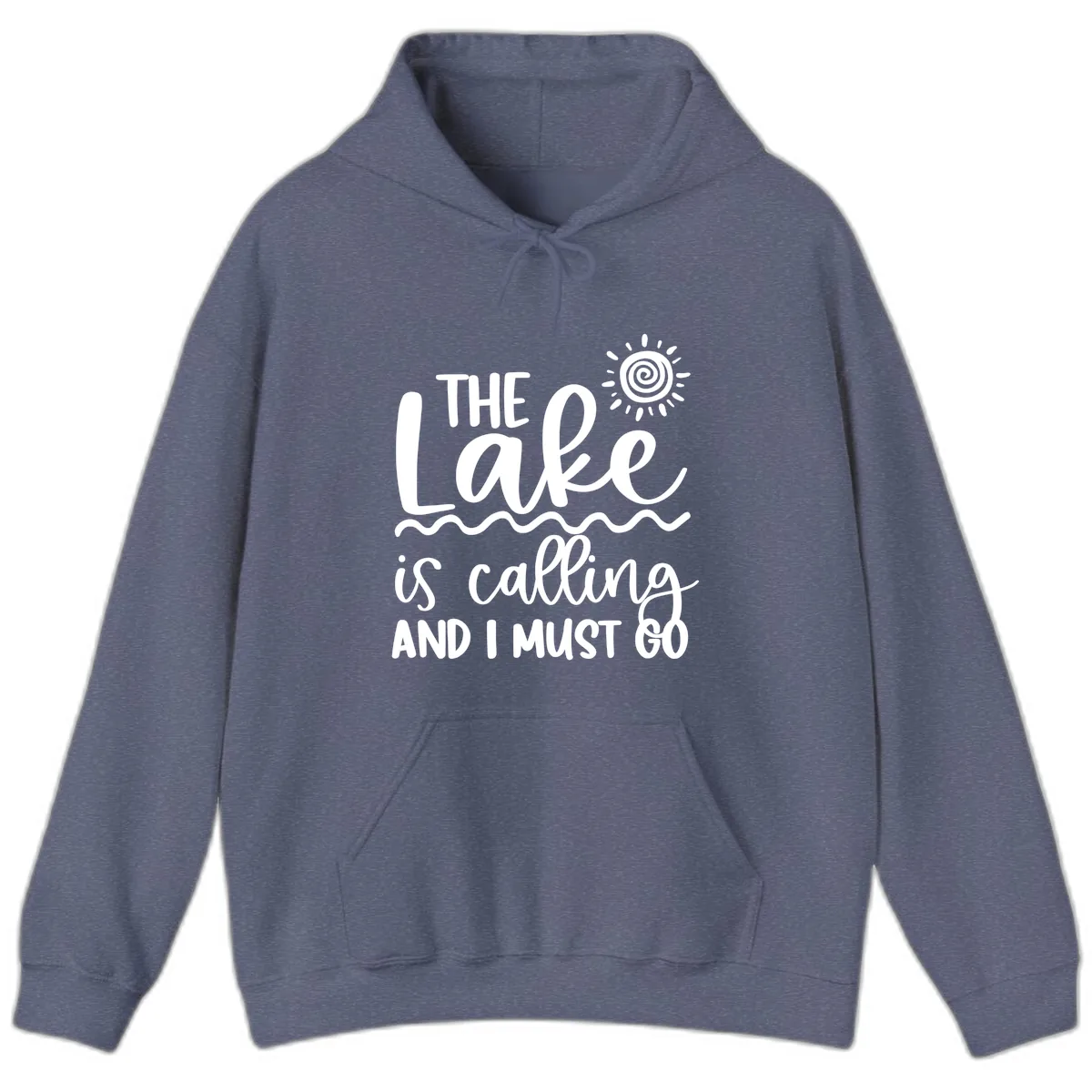 The Lake Is Calling Hoodie in Heather Navy