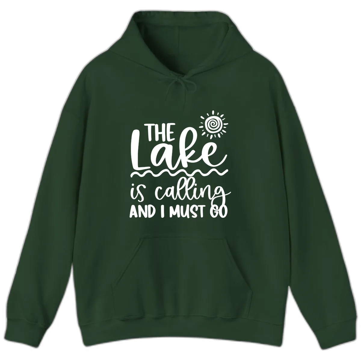 The Lake Is Calling Hoodie in Forest Green
