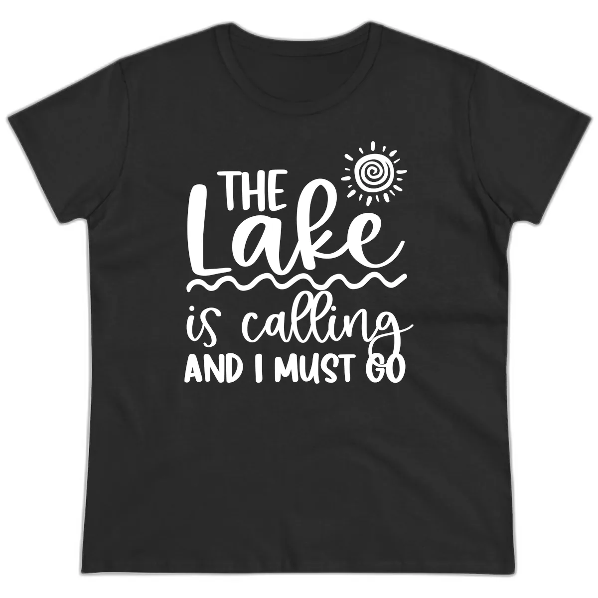 The Lake Is Calling Ladies Tee in Black