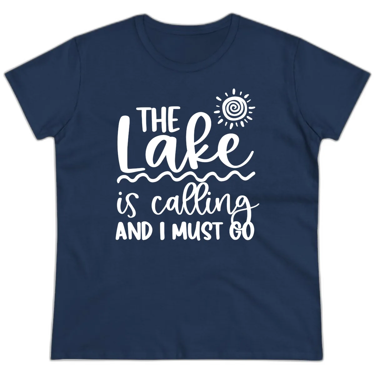 The Lake Is Calling Ladies Tee in Navy