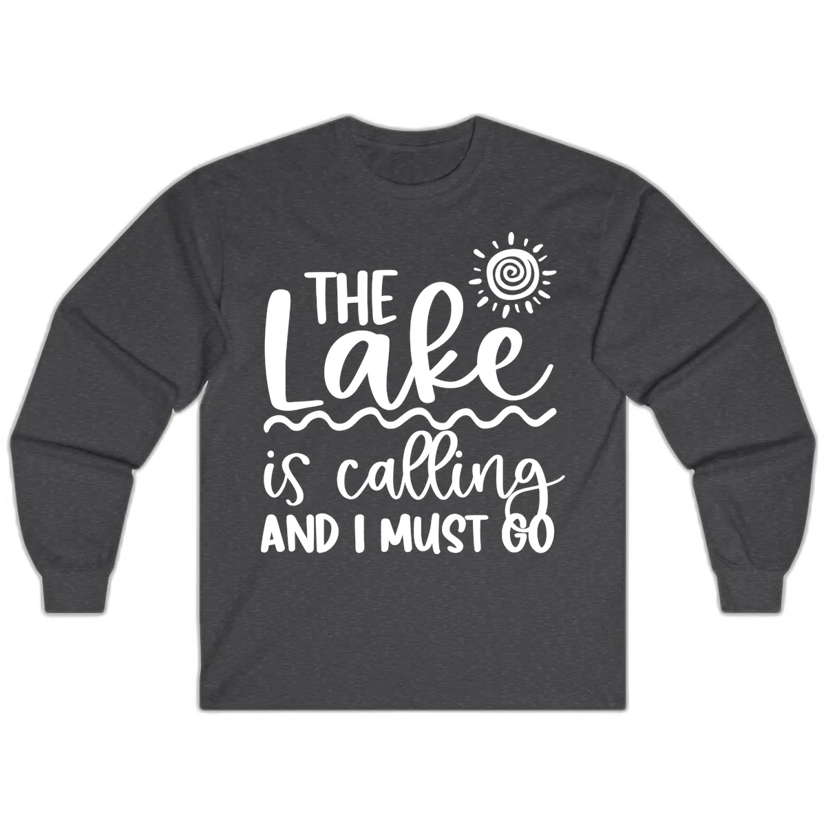 The Lake Is Calling Long Sleeve in Dark Heather