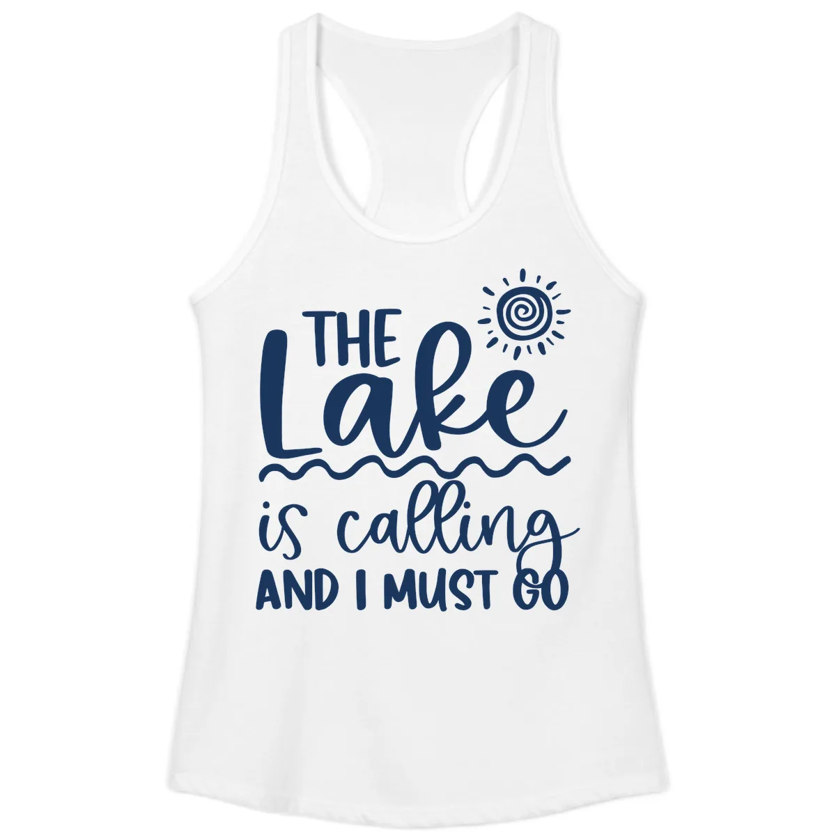 The Lake Is Calling Ladies Tank in White