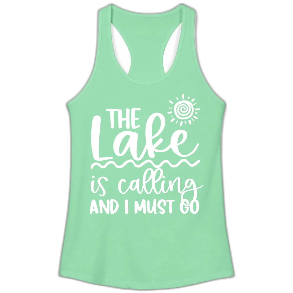 The Lake Is Calling Ladies Tank in Solid Mint