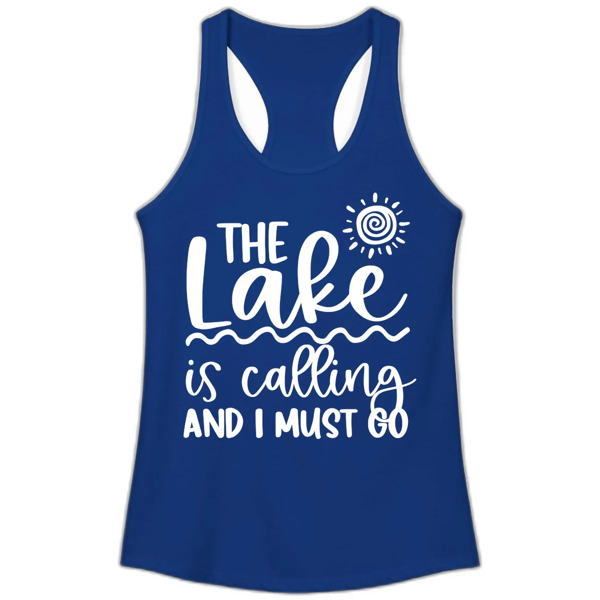 The Lake Is Calling Ladies Tank in Solid Royal