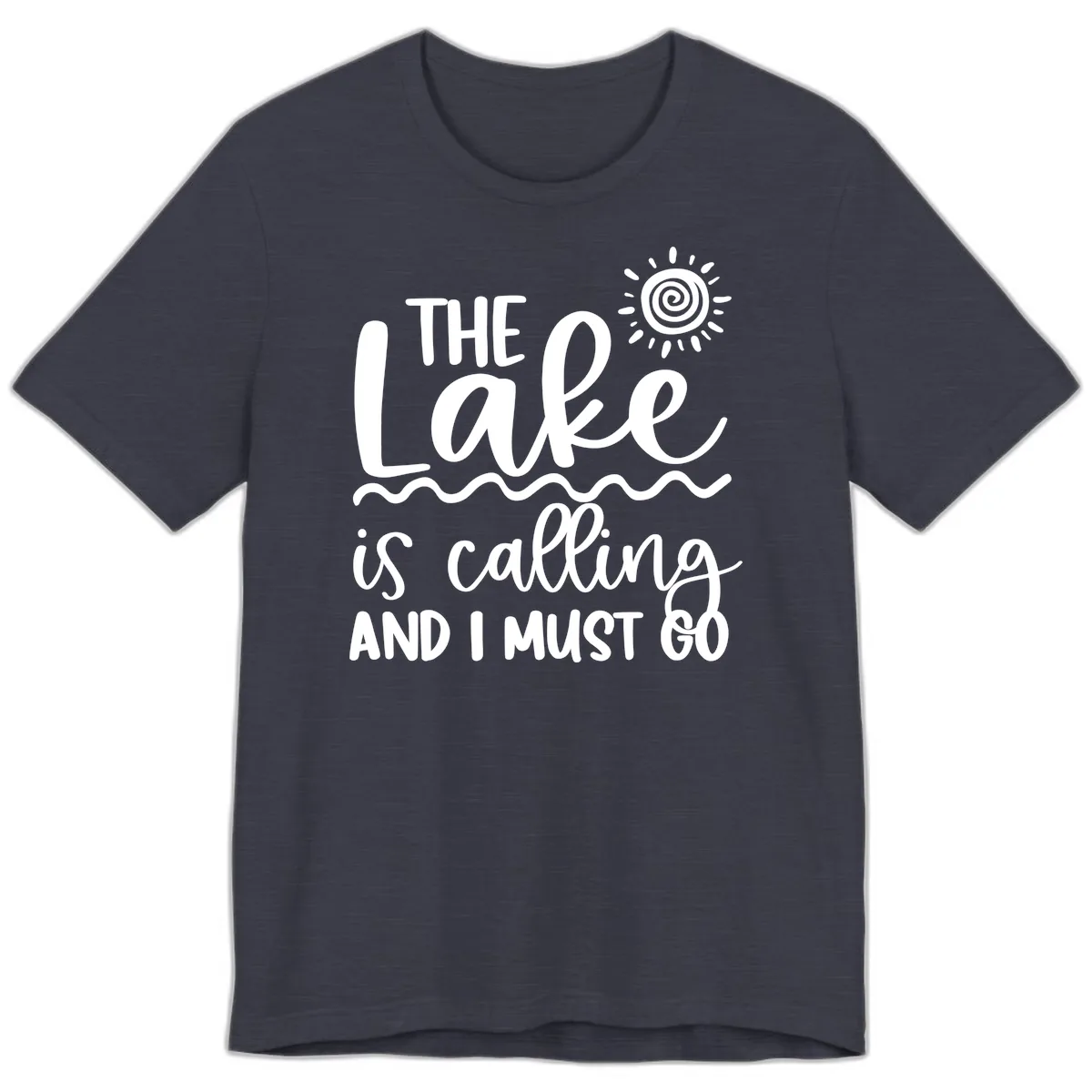 The Lake Is Calling Premium T-Shirt in Heather Midnight Navy