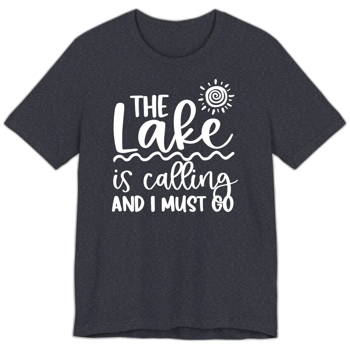 The Lake Is Calling Premium T-Shirt in Heather Navy