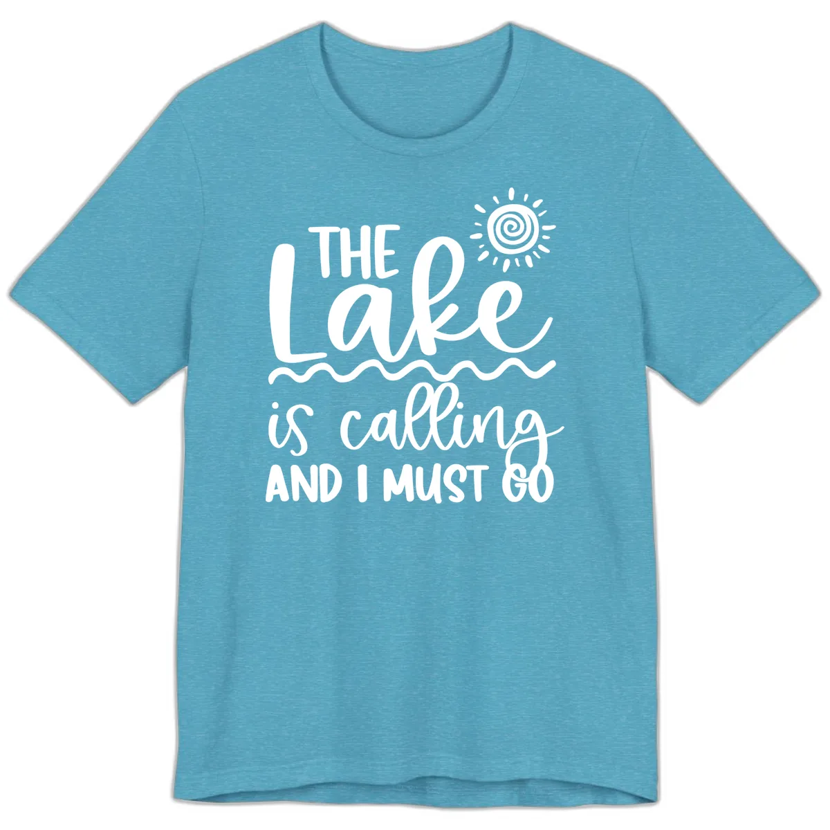 The Lake Is Calling Premium T-Shirt in Heather Aqua