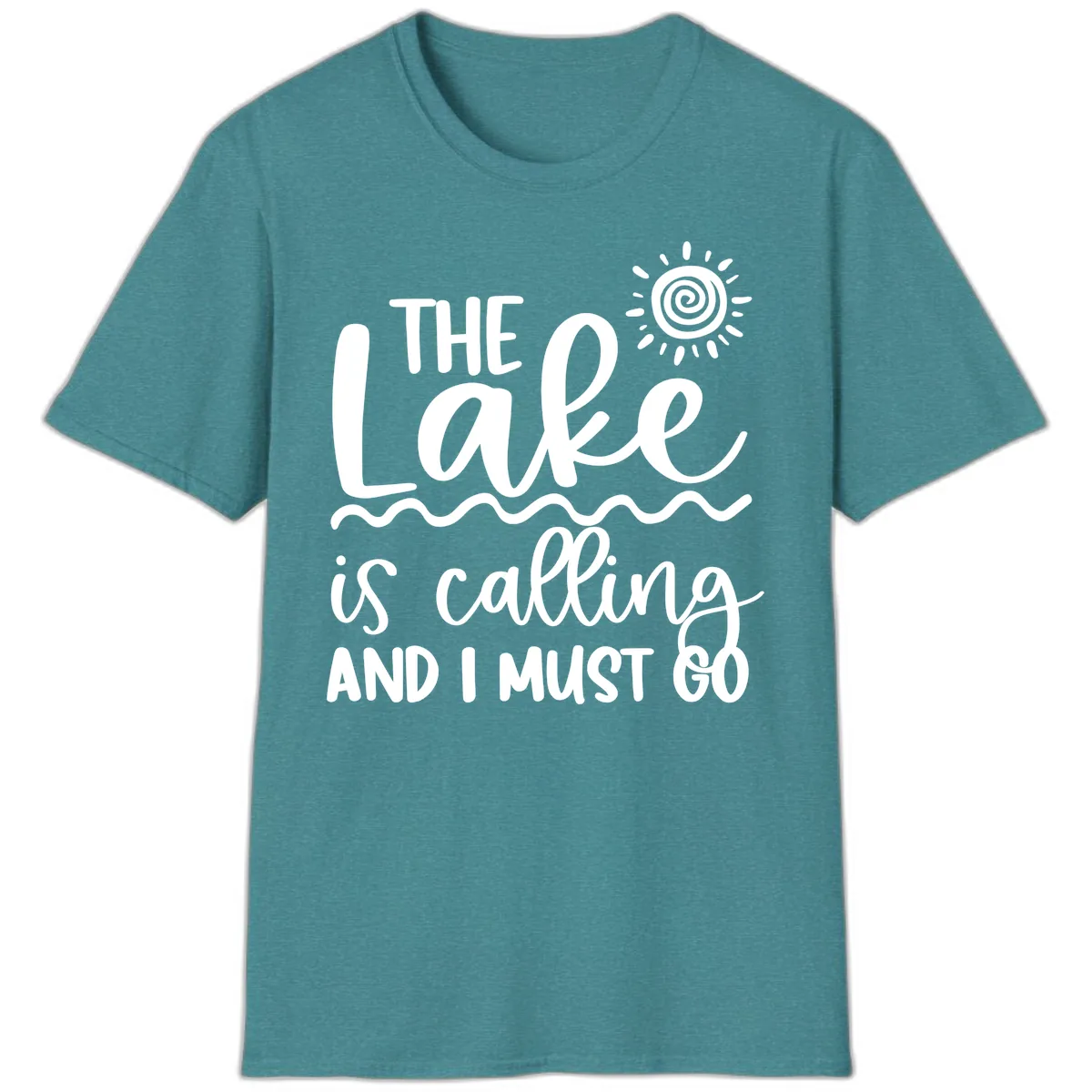 The Lake Is Calling T-Shirt in Heather Galapagos Blue