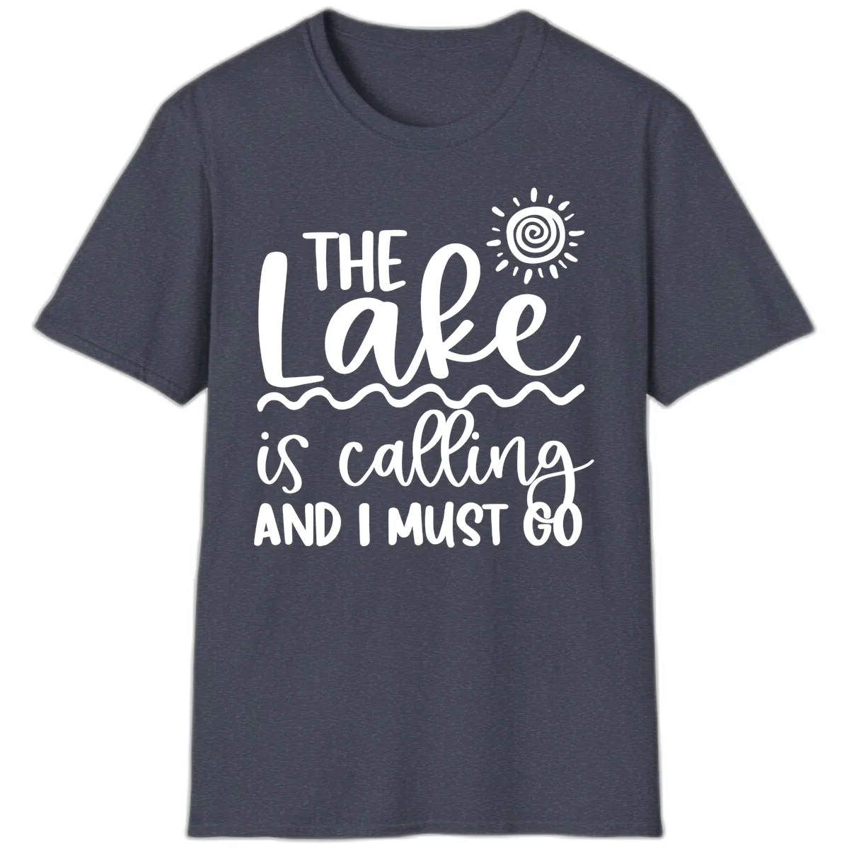 The Lake Is Calling T-Shirt in Heather Navy